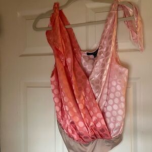 Elegant Polka Dot Bodysuit - Pink and Peach